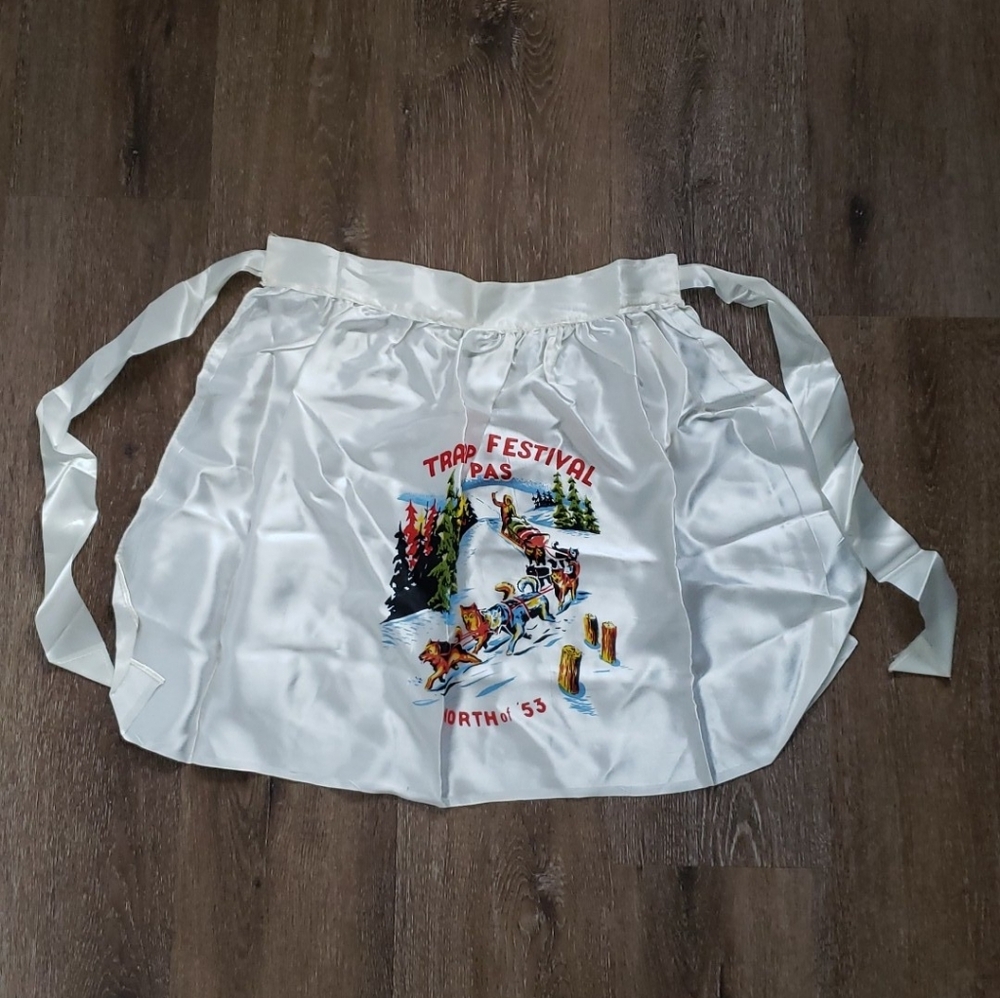 Vintage 1950s 1960s Satin Half Apron Trappers Festival The Pas Manitoba Souvenir